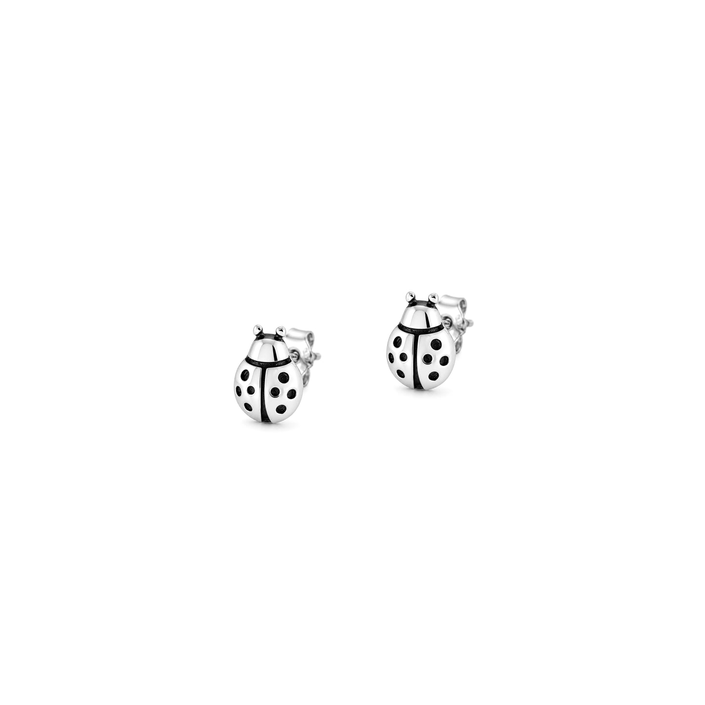 Silver Earrings - Ladybug