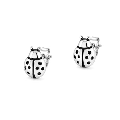 Silver Earrings - Ladybug