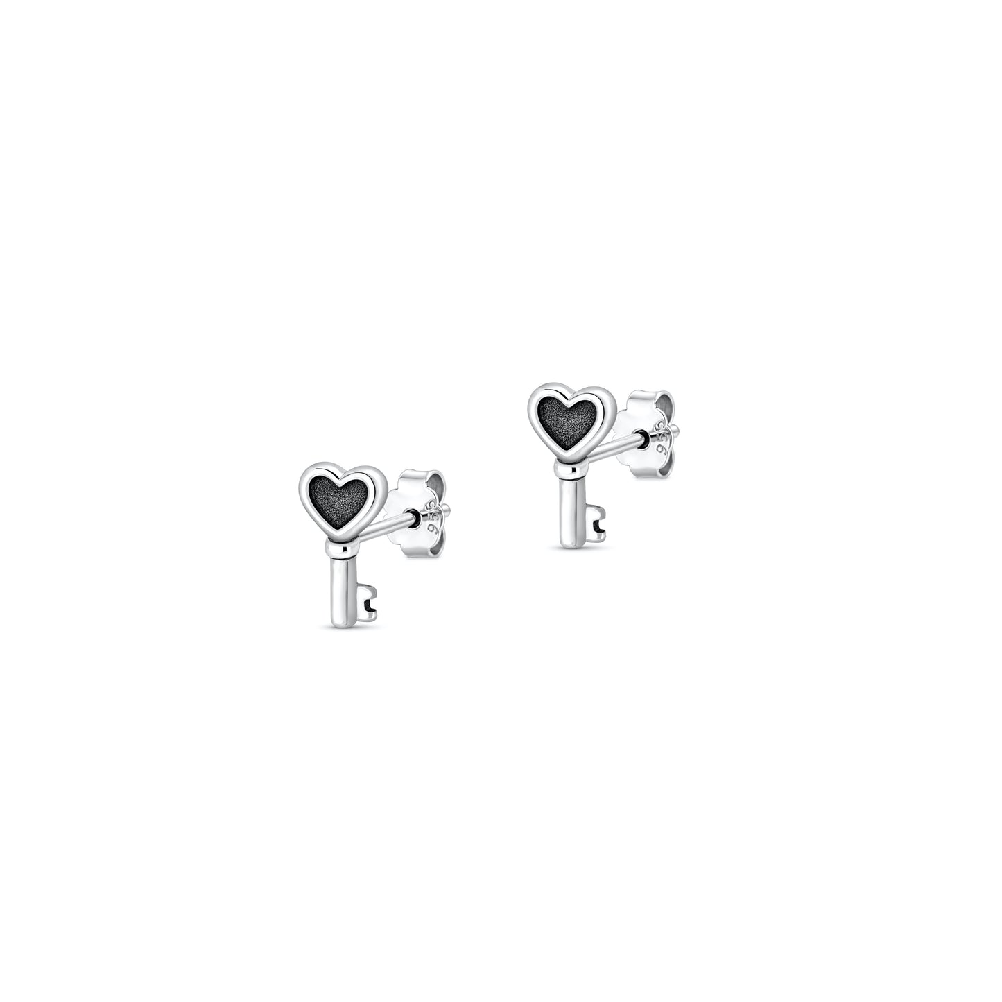 Silver Earring - Heart Key