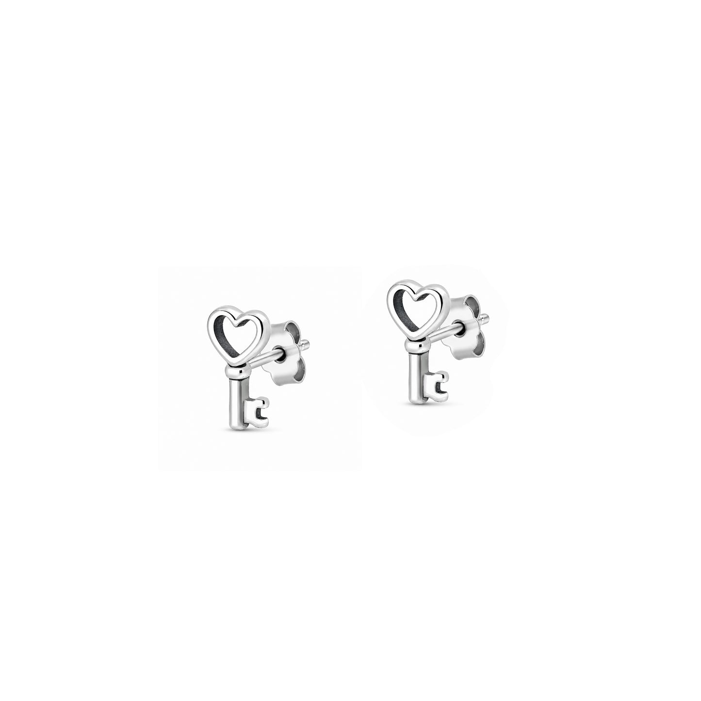 Silver Earring - Heart Key