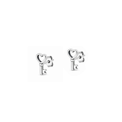 Silver Earring - Heart Key