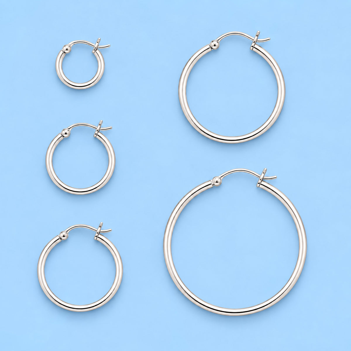 Silver Hoop Earrings - Snap Post - 2.5 mm