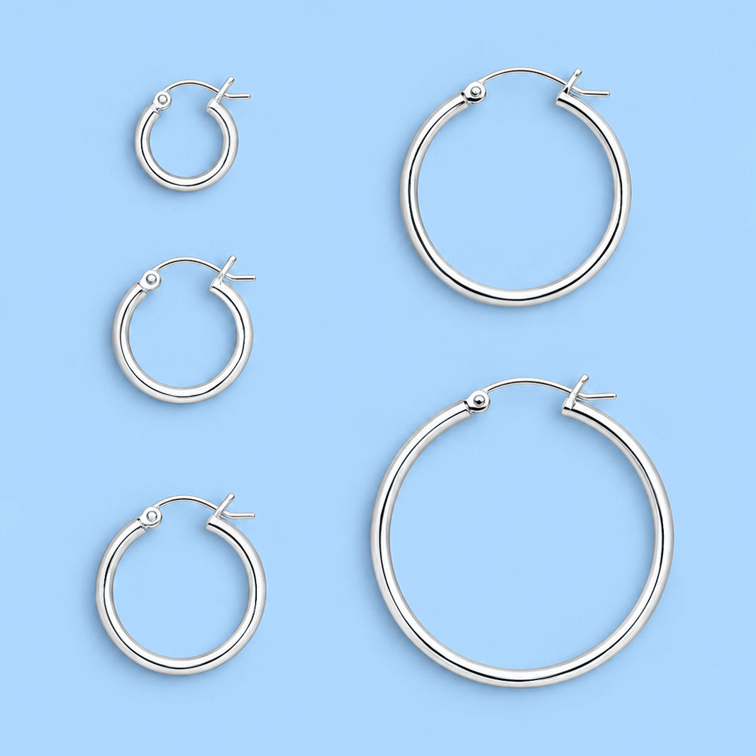 Silver Hoop Earrings - Snap Post - 3.0 mm