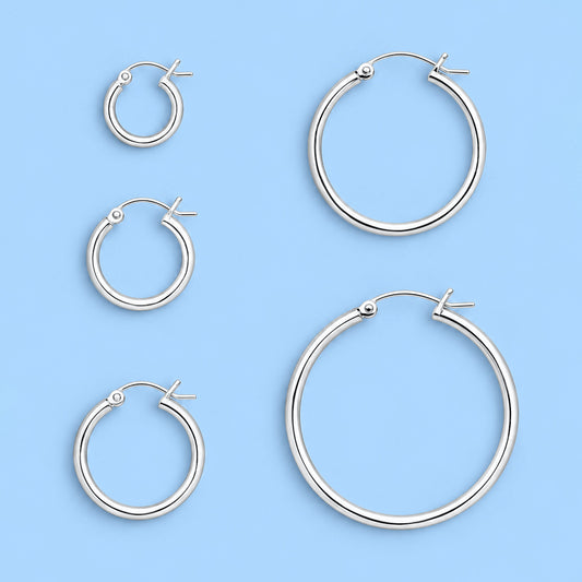 Silver Hoop Earrings - Snap Post - 3.0 mm