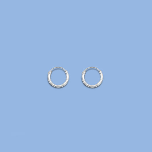 Silver Continuous Hoop Earrings - 1.5 x 12 mm