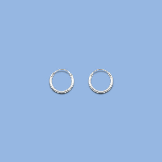 Silver Continuous Hoop Earrings - 1.5 x 14 mm