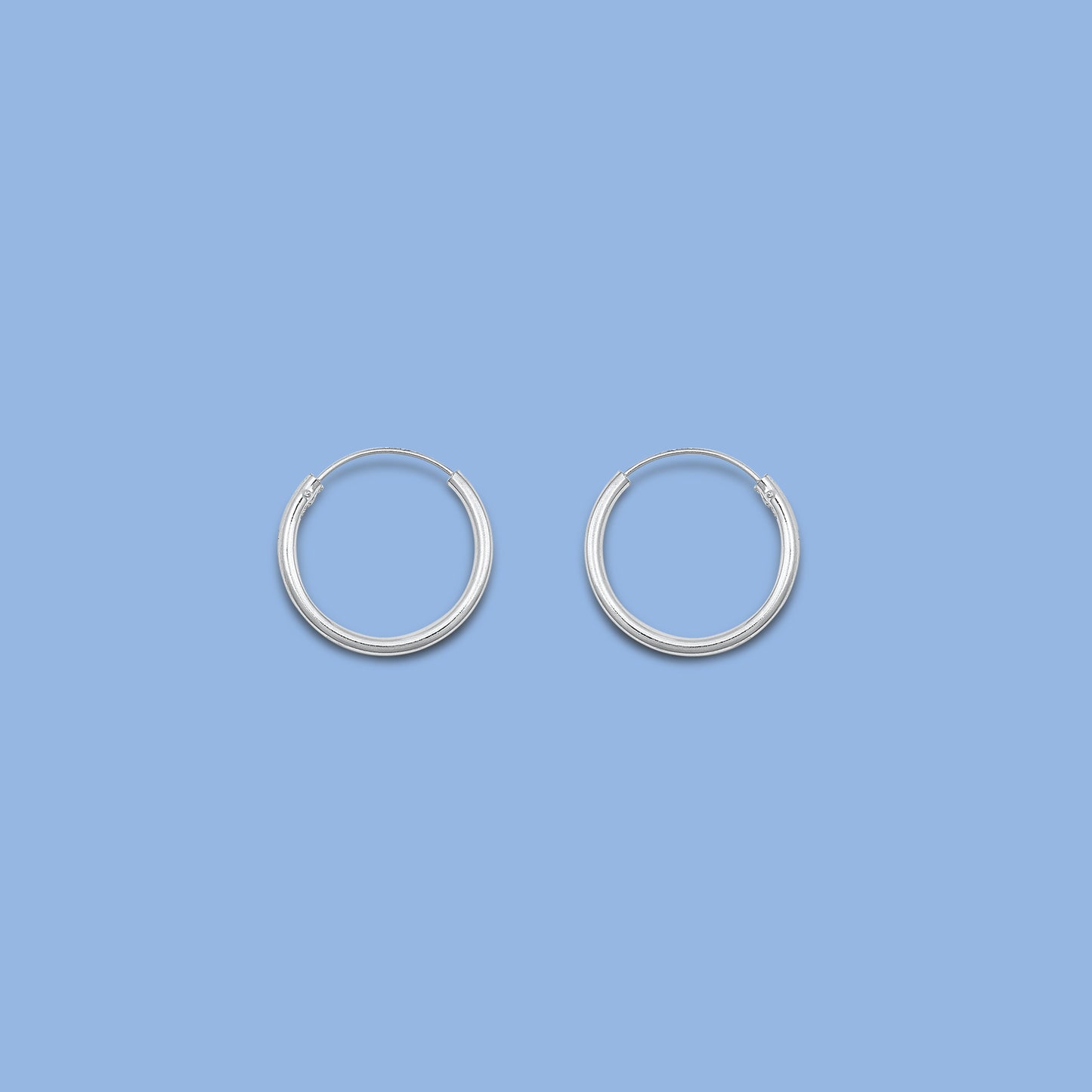 Silver Continuous Hoop Earrings - 1.5 x 18 mm