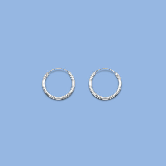 Silver Continuous Hoop Earrings - 1.5 x 18 mm