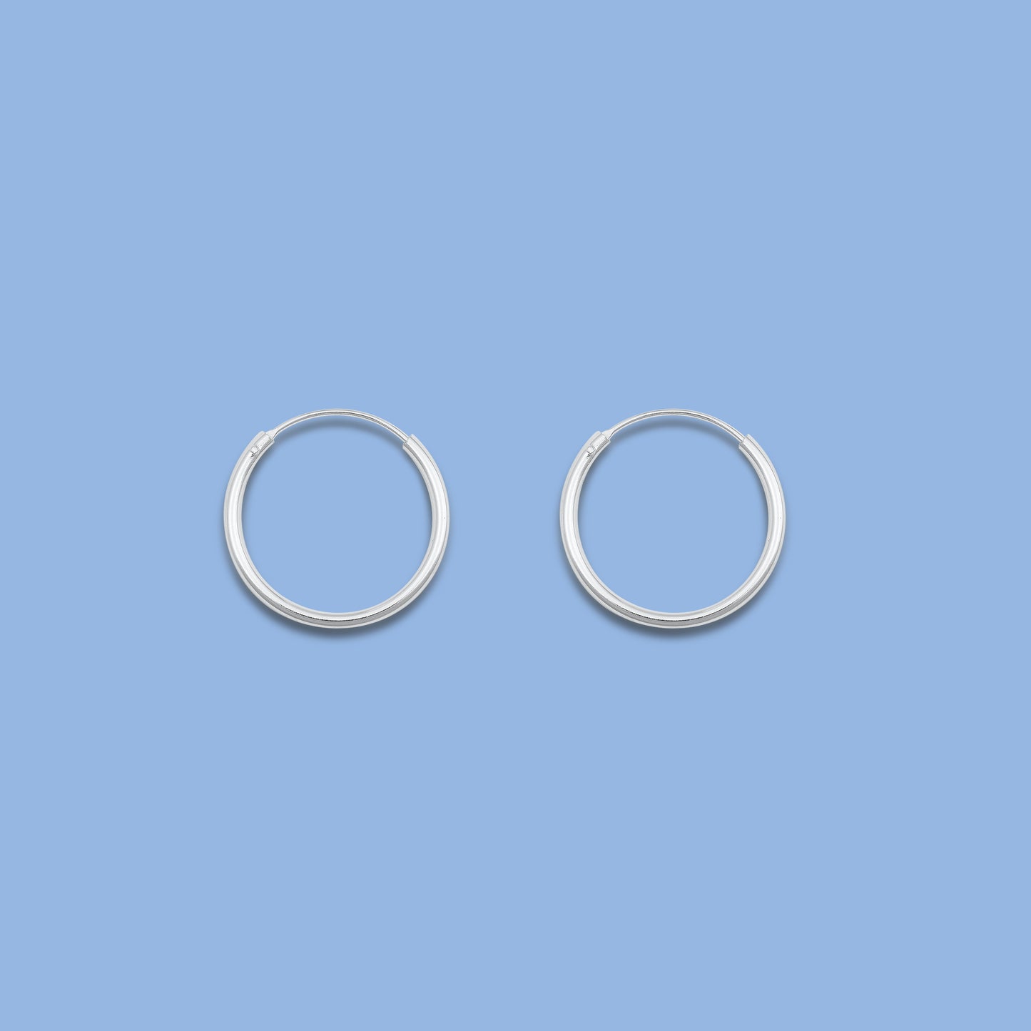 Silver Continuous Hoop Earrings - 1.5 x 20 mm