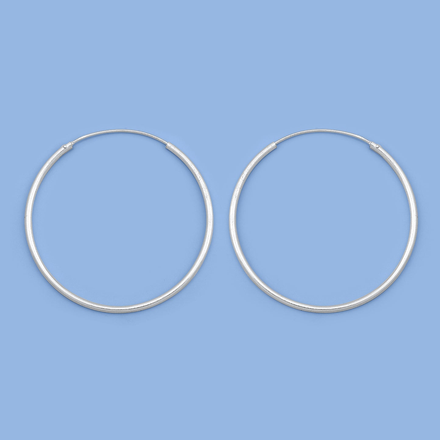 Silver Continuous Hoop Earrings - 1.5 x 40 mm