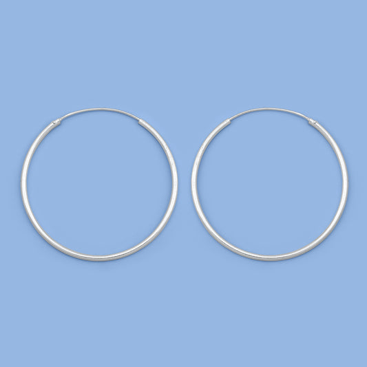 Silver Continuous Hoop Earrings - 1.5 x 40 mm