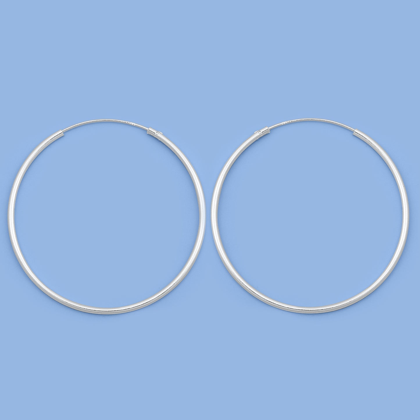 Silver Continuous Hoop Earrings - 1.5 x 45 mm