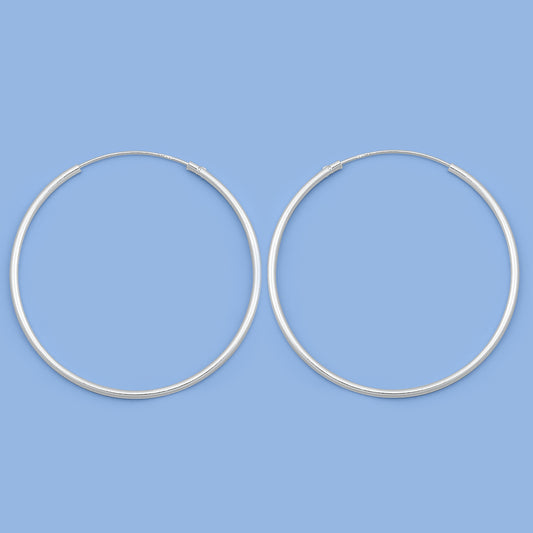 Silver Continuous Hoop Earrings - 1.5 x 45 mm