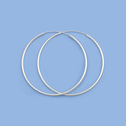 Silver Continuous Hoop Earrings - 1.5 x 50 mm