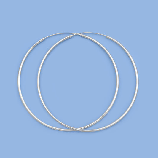 Silver Continuous Hoop Earrings - 1.5 x 60 mm