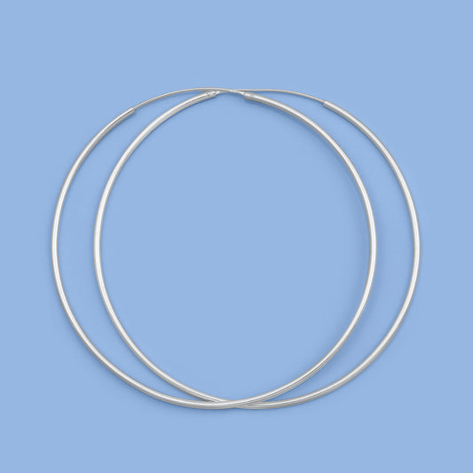 Silver Continuous Hoop Earrings - 1.5 x 65 mm