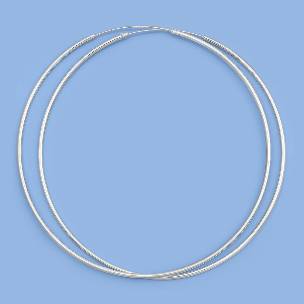 Silver Continuous Hoop Earrings - 1.5 x 80 mm