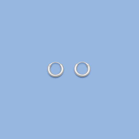 Silver Continuous Hoop Earrings - 2 x 10 mm