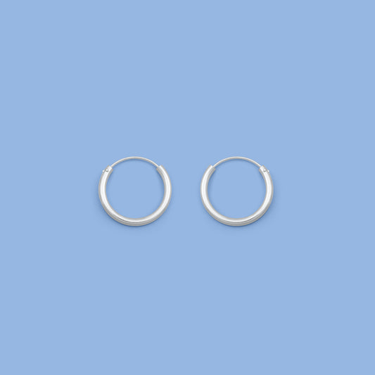 Silver Continuous Hoop Earrings - 2 x 18 mm