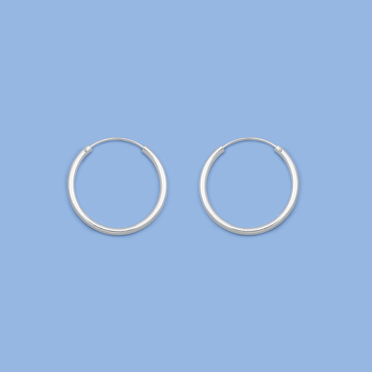 Silver Continuous Hoop Earrings - 2 x 25 mm