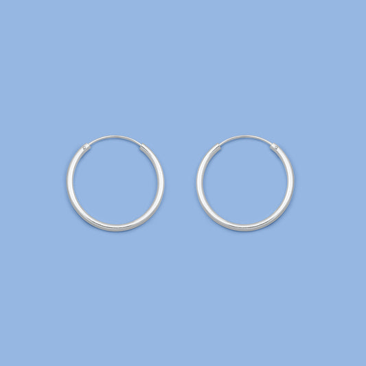 Silver Continuous Hoop Earrings - 2 x 25 mm