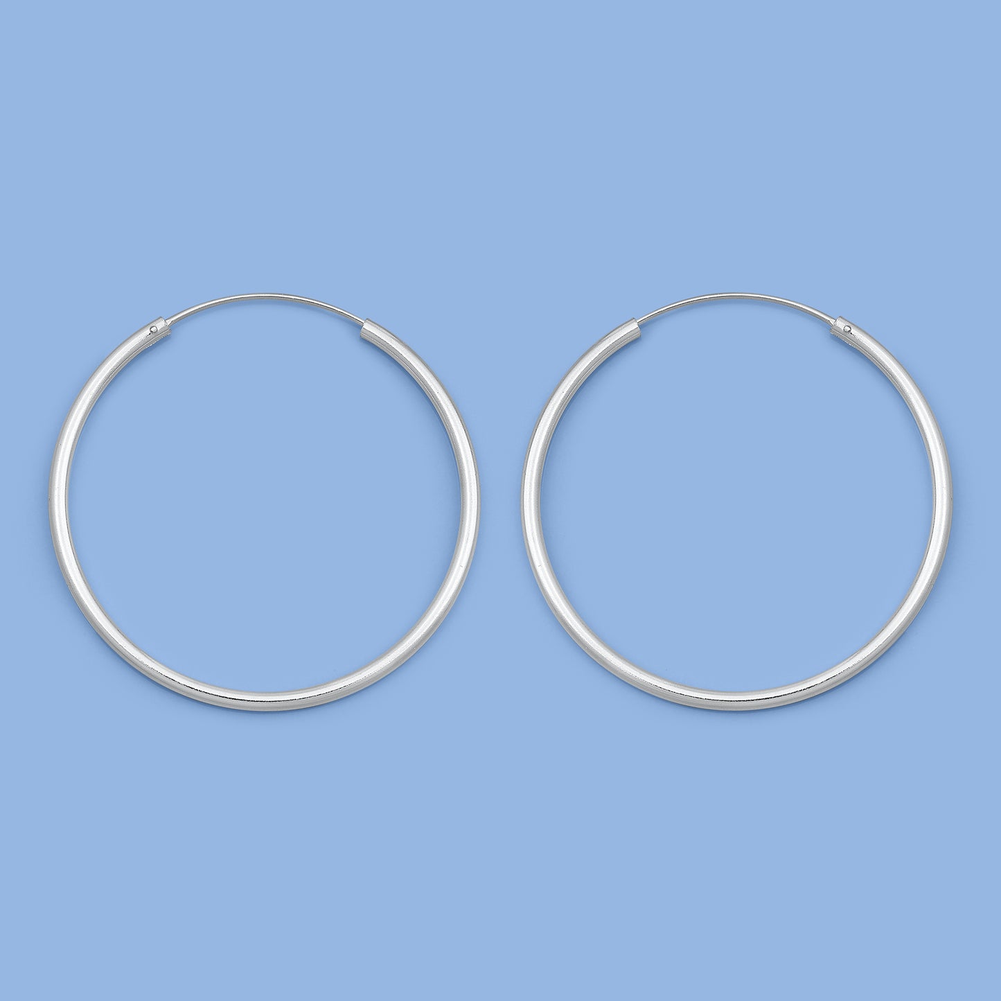 Silver Continuous Hoop Earrings - 2 x 40 mm