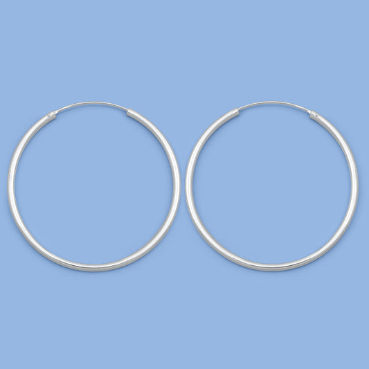 Silver Continuous Hoop Earrings - 2 x 45 mm