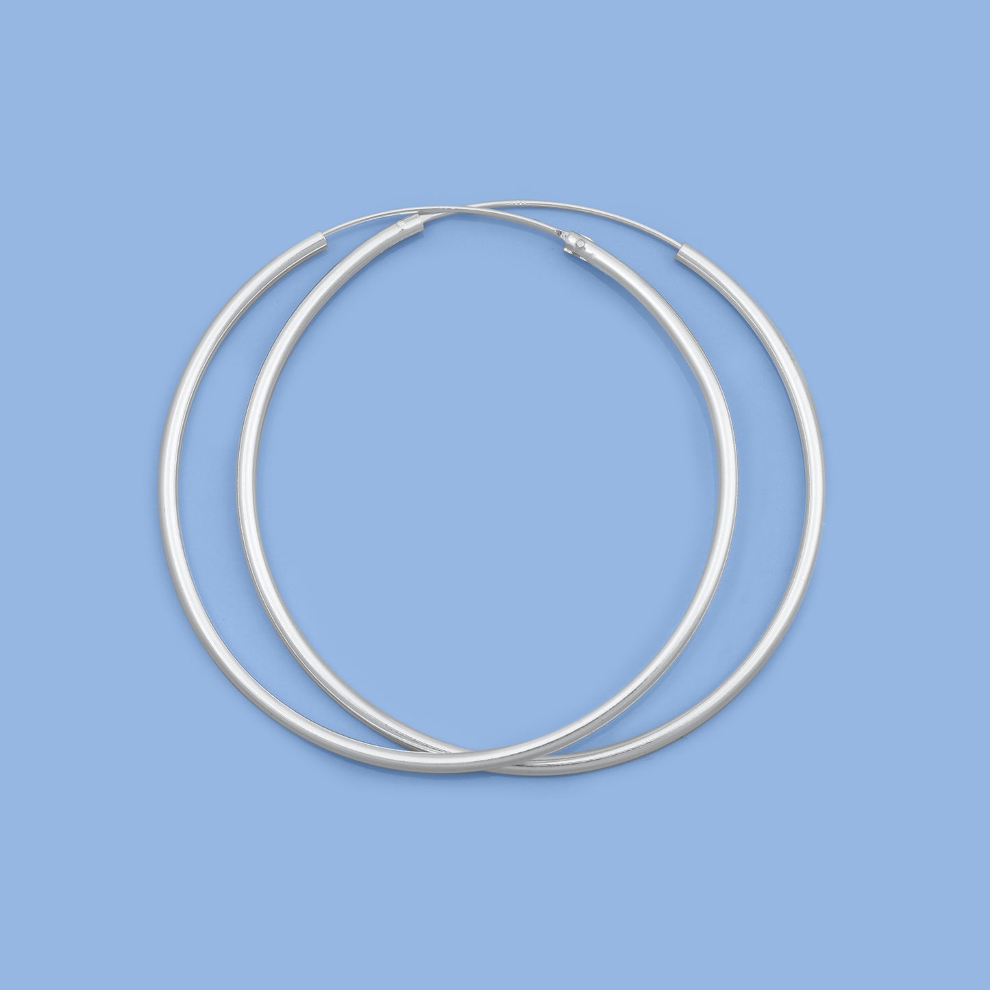 Silver Continuous Hoop Earrings - 2 x 55 mm