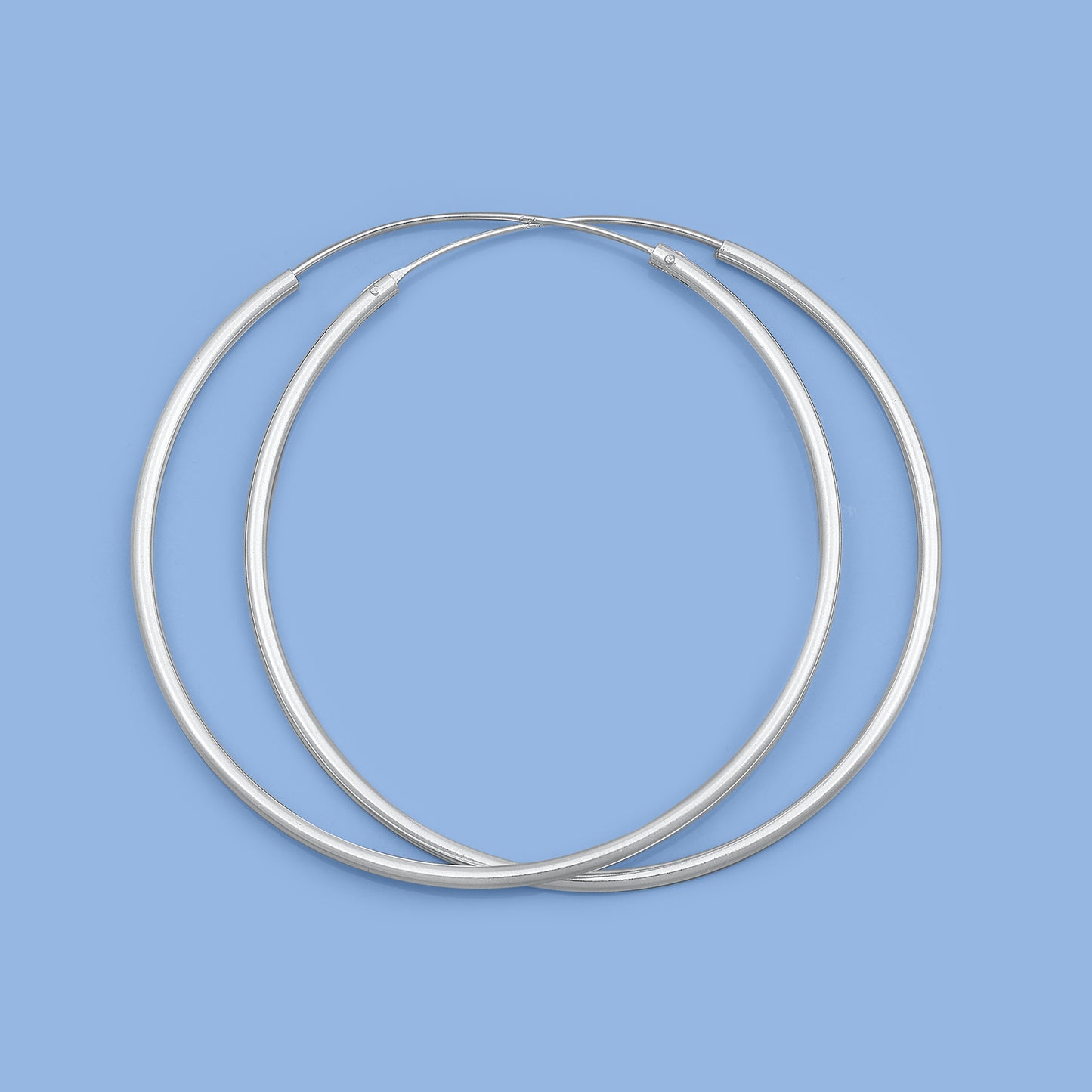 Silver Continuous Hoop Earrings - 2 x 60 mm