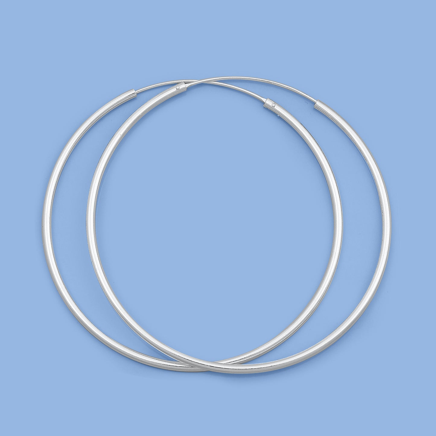 Silver Continuous Hoop Earrings - 2 x 65 mm