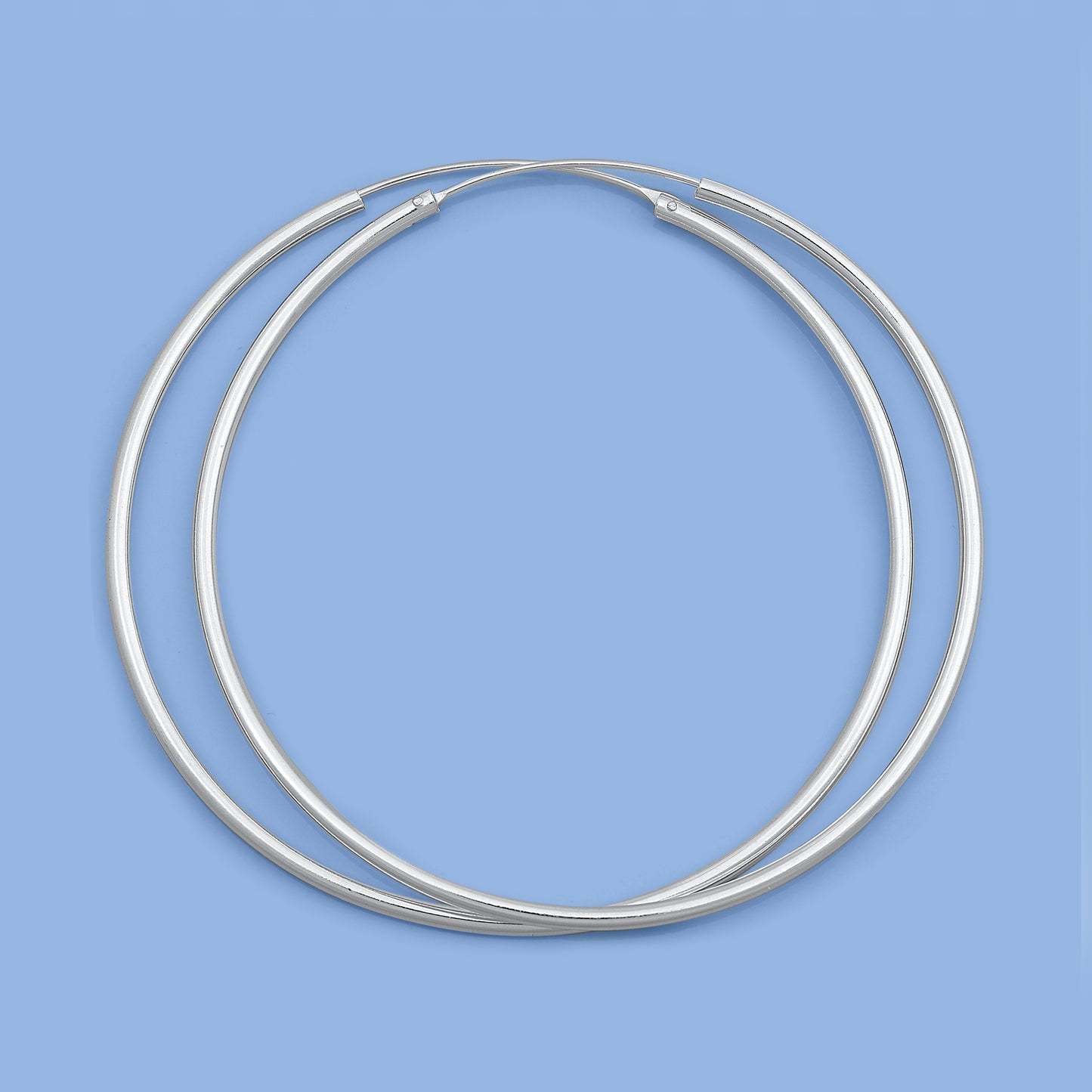 Silver Continuous Hoop Earrings - 2 x 70 mm