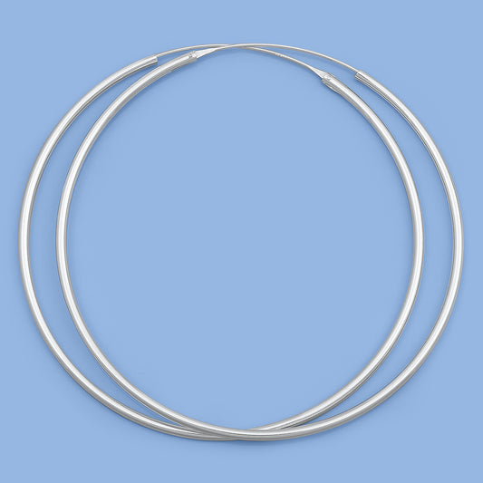 Silver Continuous Hoop Earrings - 2 x 80 mm