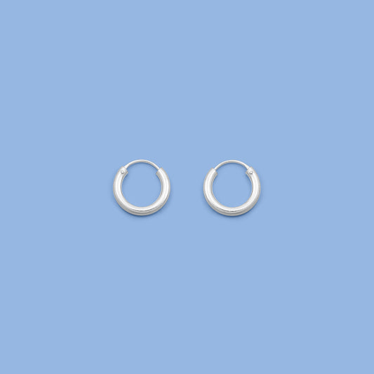 Silver Continuous Hoop Earrings - 2.5 x 14 mm