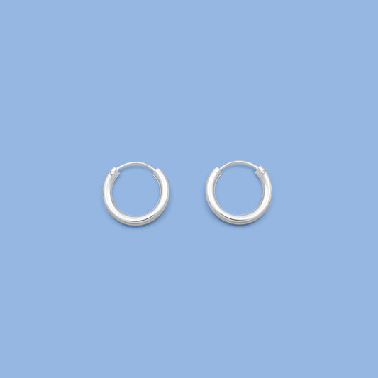 Silver Continuous Hoop Earrings - 2.5 x 16 mm