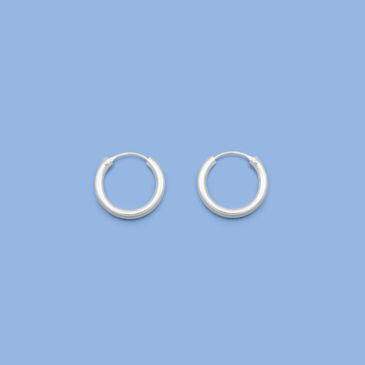 Silver Continuous Hoop Earrings - 2.5 x 18 mm