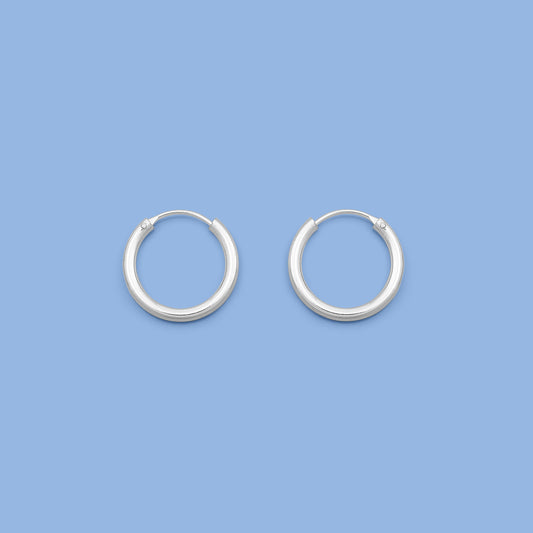 Silver Continuous Hoop Earrings - 2.5 x 20 mm