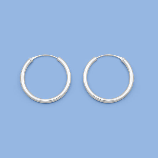 Silver Continuous Hoop Earrings - 2.5 x 30 mm