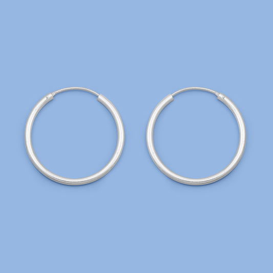 Silver Continuous Hoop Earrings - 2.5 x 35 mm