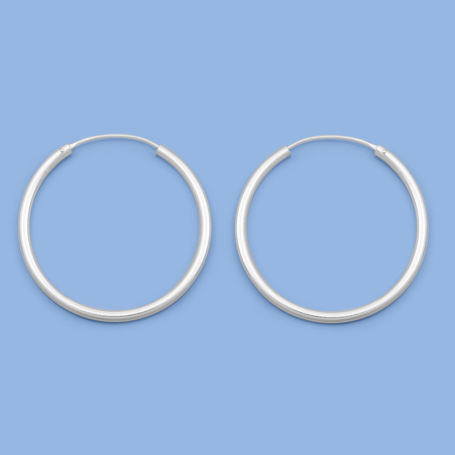 Silver Continuous Hoop Earrings - 2.5 x 40 mm