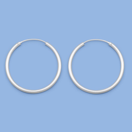 Silver Continuous Hoop Earrings - 2.5 x 40 mm