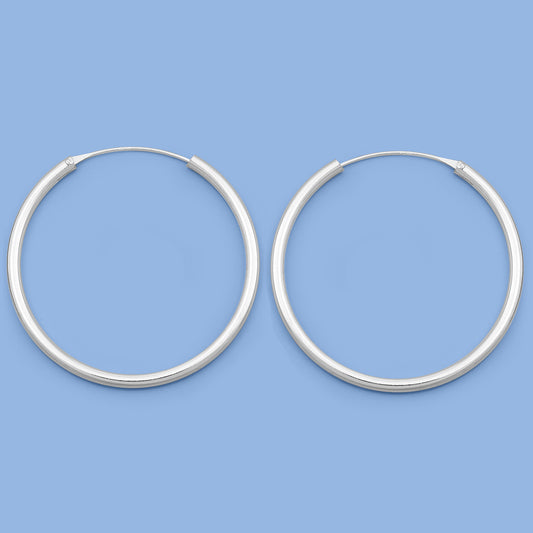 Silver Continuous Hoop Earrings - 2.5 x 45 mm