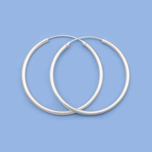 Silver Continuous Hoop Earrings - 2.5 x 50 mm