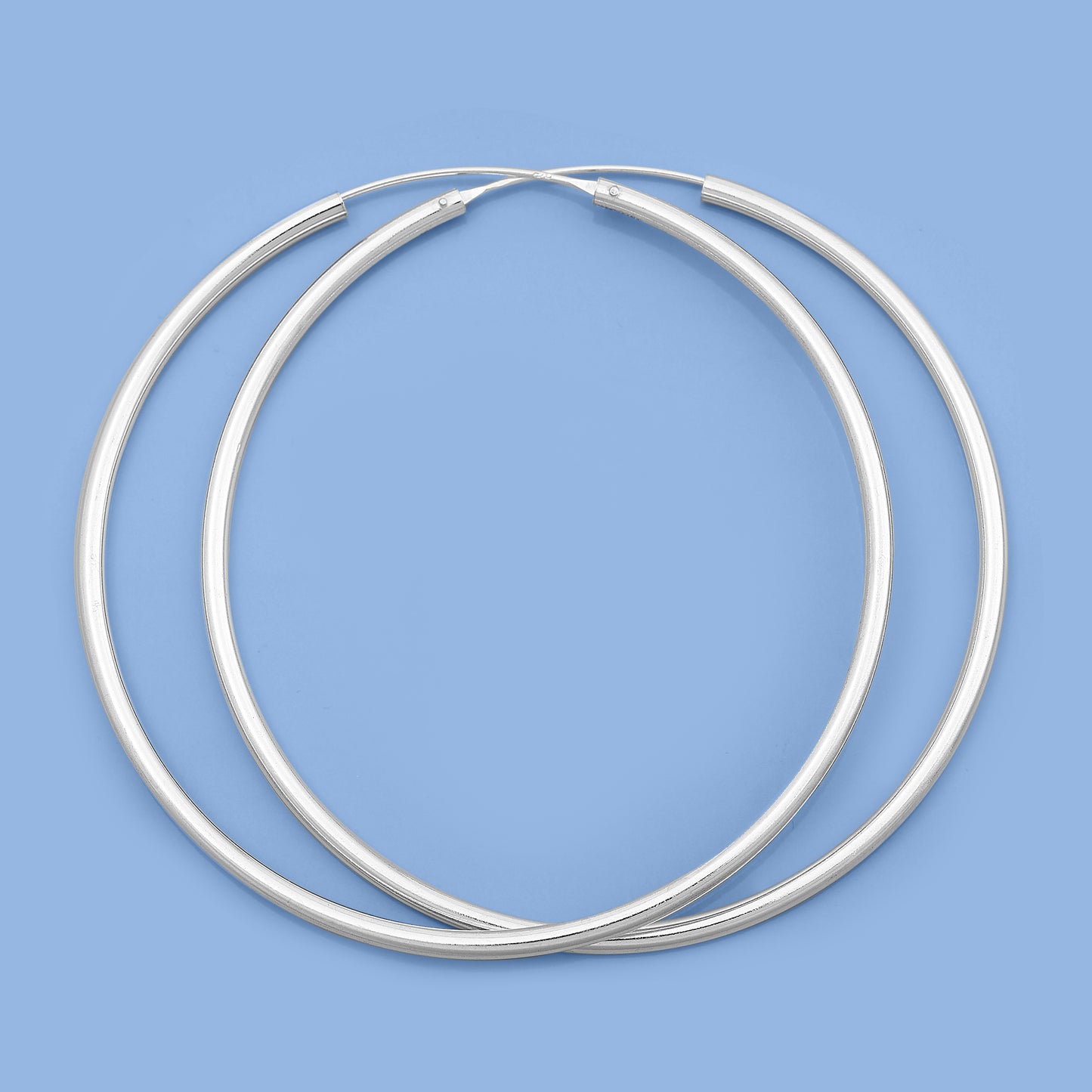 Silver Continuous Hoop Earrings - 2.5 x 70 mm