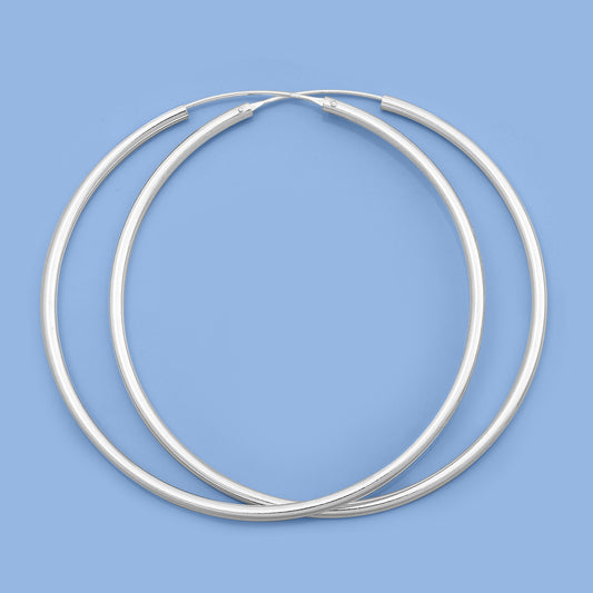 Silver Continuous Hoop Earrings - 2.5 x 70 mm