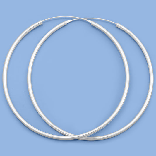 Silver Continuous Hoop Earrings - 2.5 x 80 mm