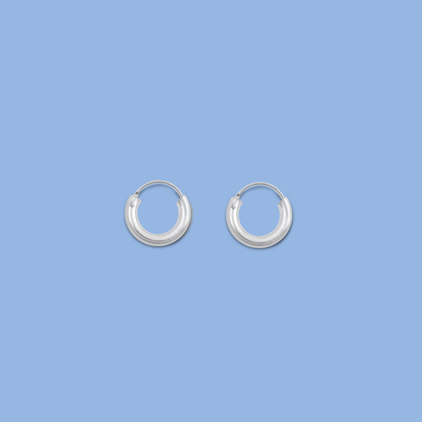 Silver Continuous Hoop Earrings - 3 X 14 mm