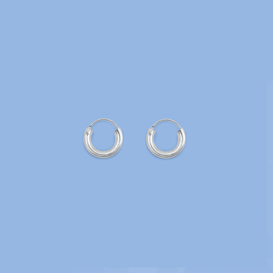 Silver Continuous Hoop Earrings - 2 x 14 mm
