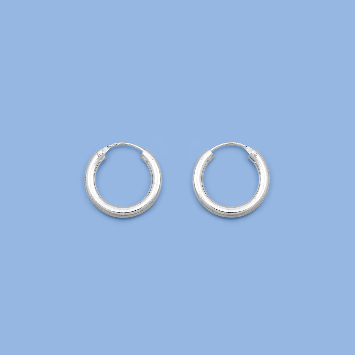 Silver Continuous Hoop Earrings - 3 X 20 mm