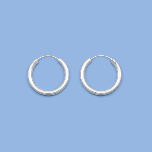 Silver Continuous Hoop Earrings - 3 X 25 mm