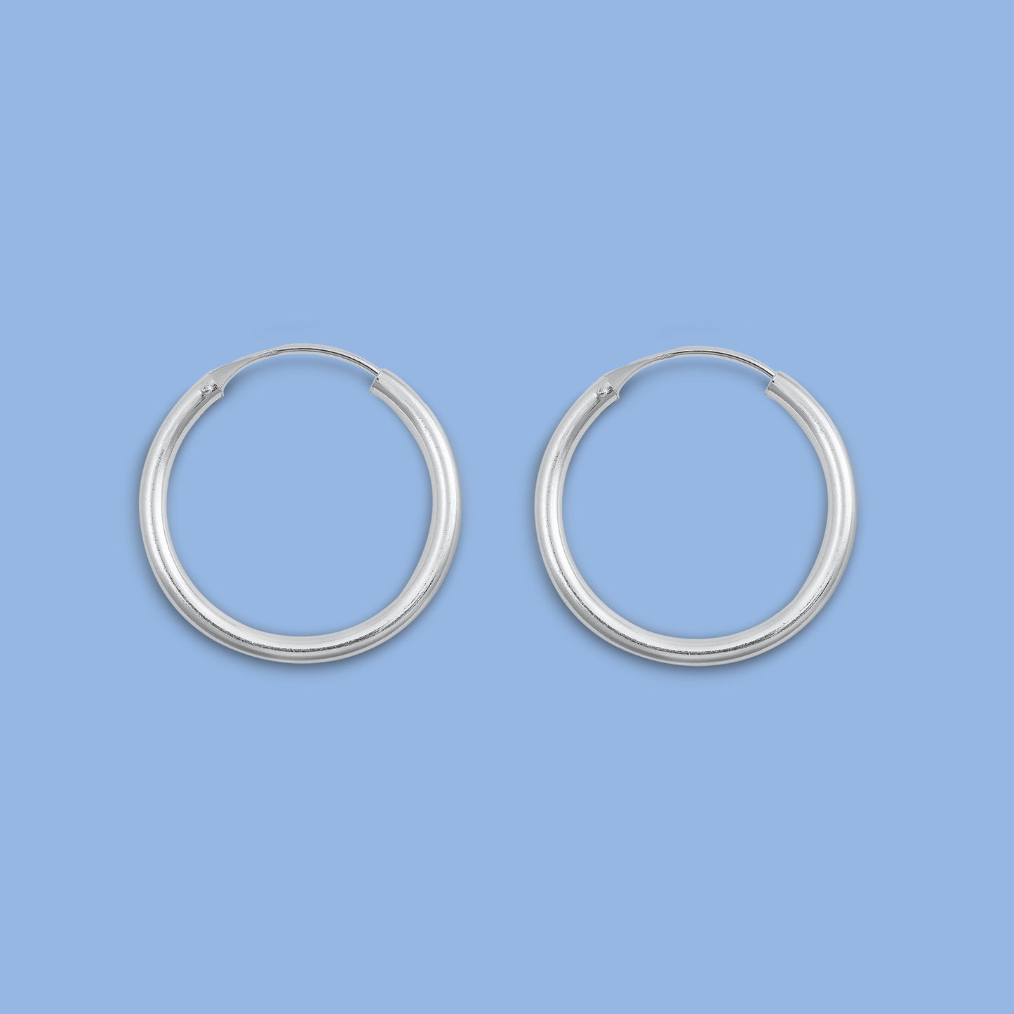 Silver Continuous Hoop Earrings - 3 X 30 mm